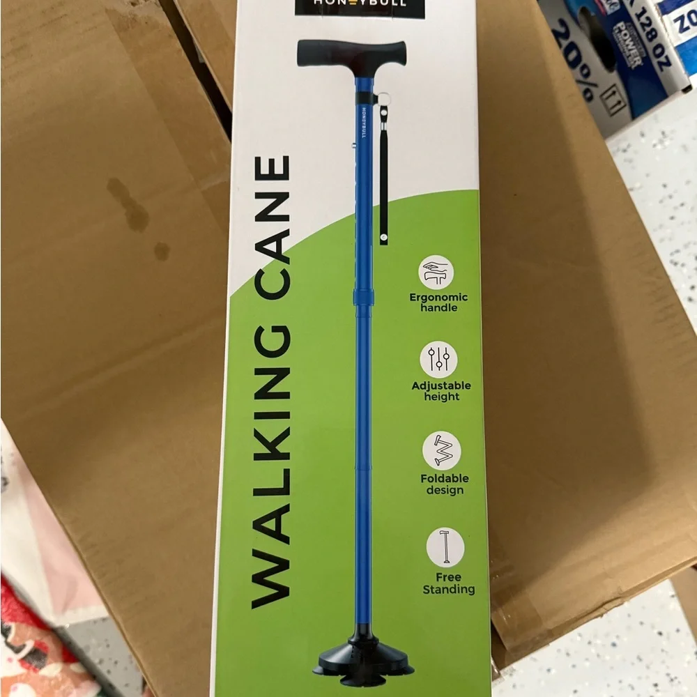 Blue Walking Cane with Ergonomic Handle - Picture 2 of 5